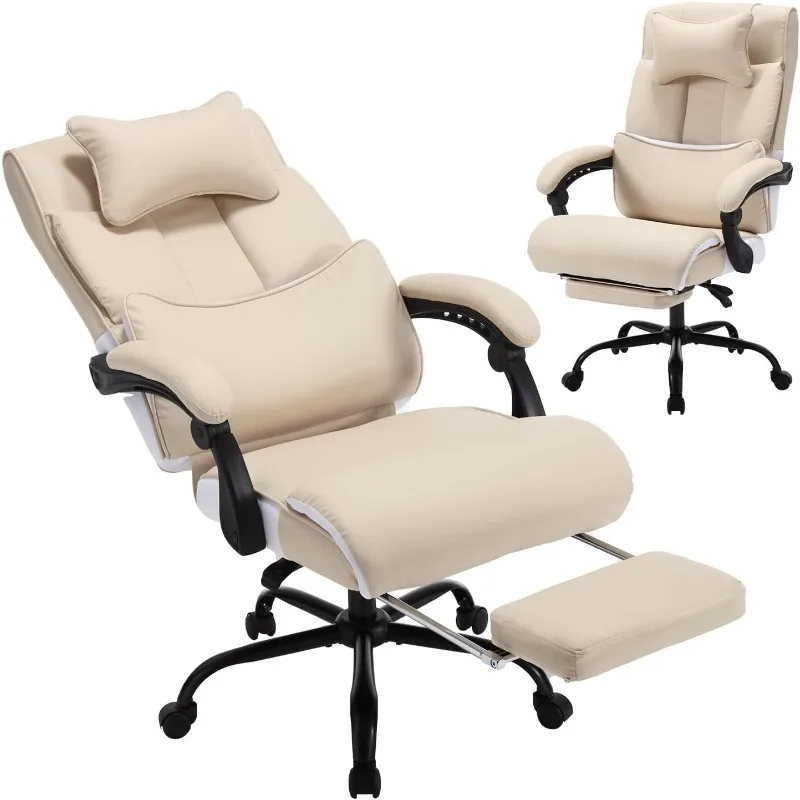 Reclining Office Chair with Footrest, High Back Ergonomic Executive Office Desk Chair with Lumbar Support and Headrest, 17
