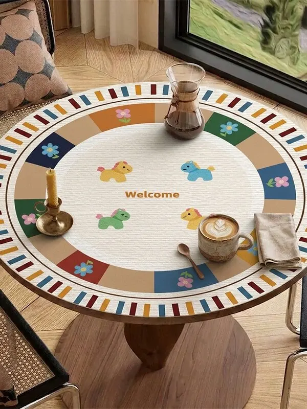 American dopamine round table cloth waterproof and oil-proof leave-in round table mat round premium dining table