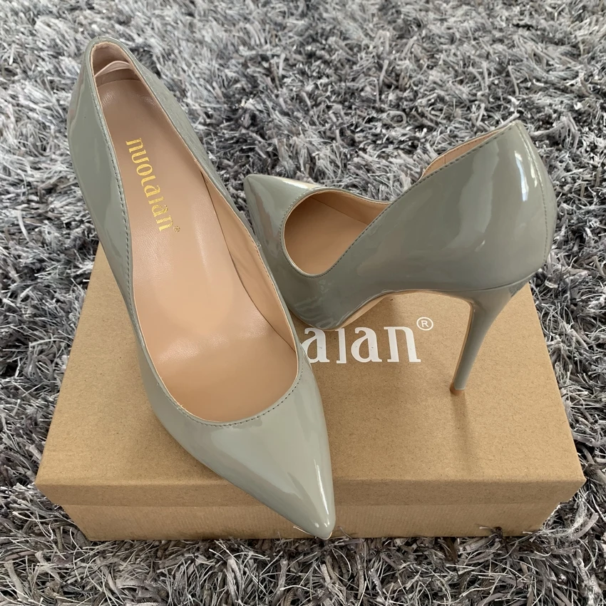 High Quality women pumps Patent Leather high heel pumps shoes for women sexy pointed toe high heels party wedding shoes woman