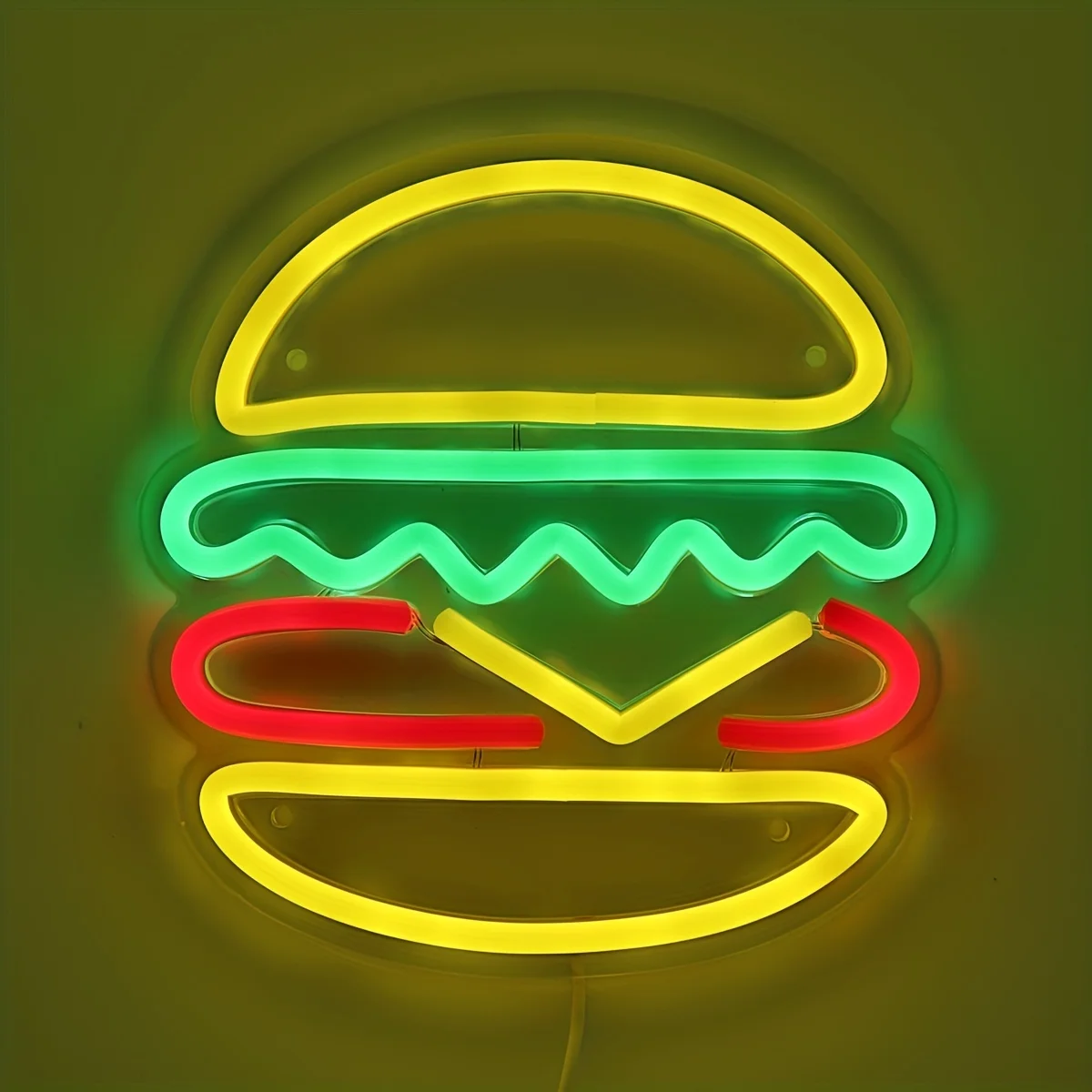 Hamburger Neon Sign for Wall Decor, Light up Delicious Food Hamburg LED Lamp , Business Fast Food Shop Restaurant Decoration