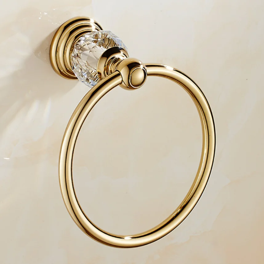 gold-plated crystal towel ring towel rack ceramic European-style bathroom hardware hanging accessories