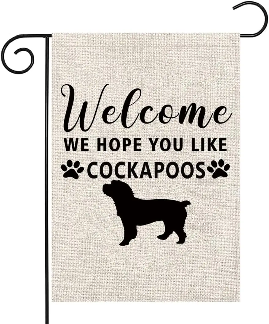 PWHAOO Welcome We Hope You Like Cockapoos Garden Flag Cockapoos Dog Welcome Flag Cockapoos Lover Gift (Like Cockapoos F)