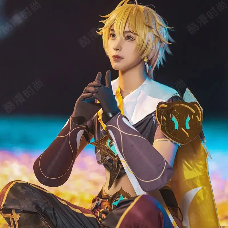 Genshin Impact Cos Air Traveler Parrucca Eroe Fratello Honor Knight Gioco Vestito Cosplay Uomini e donne Spot Anime Cosplay