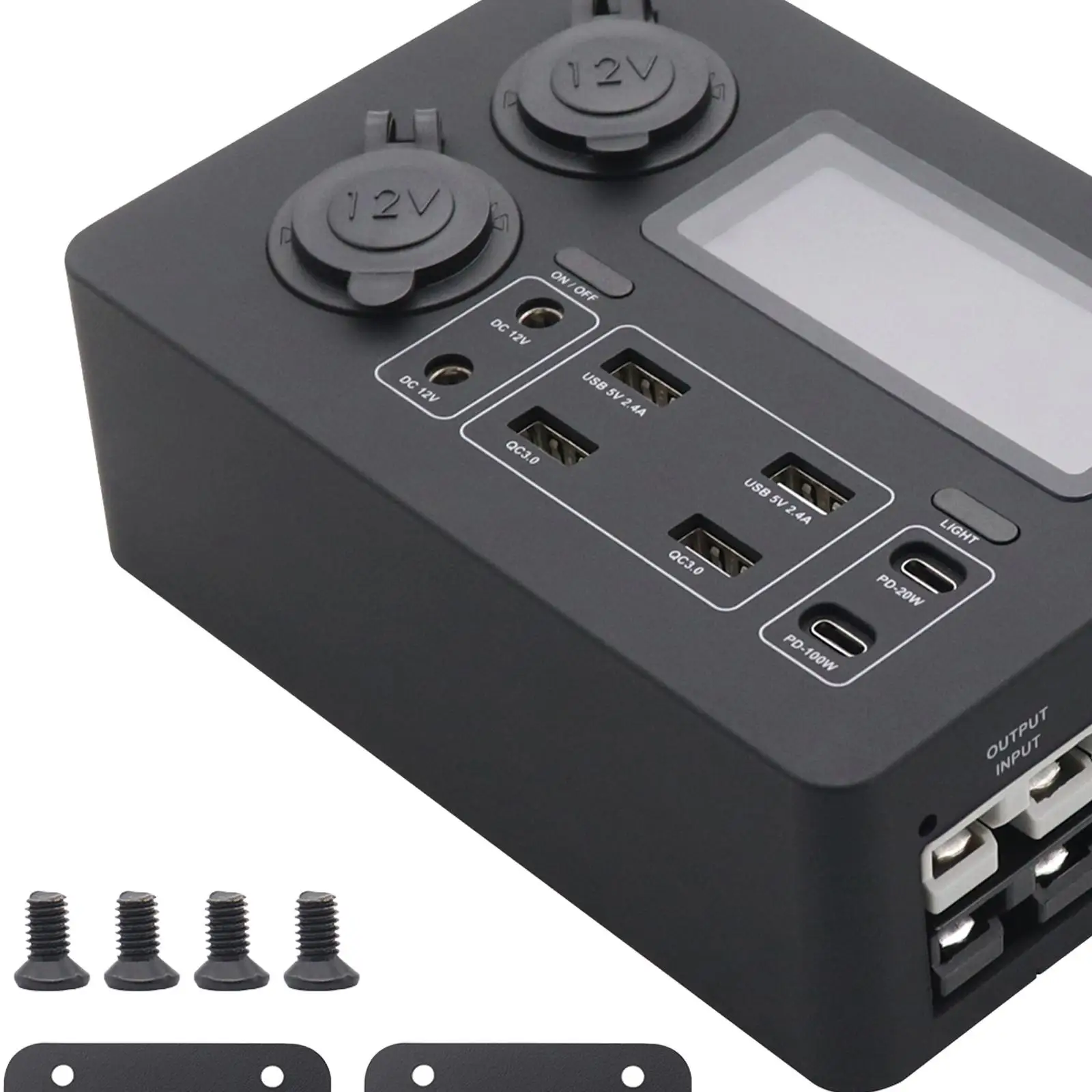 12V Mini Power Supply Box QC3.0 Port with 4 x Anderson, 6 x USB & 2 x 12V Sockets for Hunting RV Camping Emergency Marine