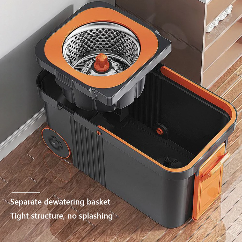 

Rotary Mop Set with 6 Replacement Heads and Bucket Extended Handle Hand-Free Automatic Dehydration Microfiber Floor Cleaning