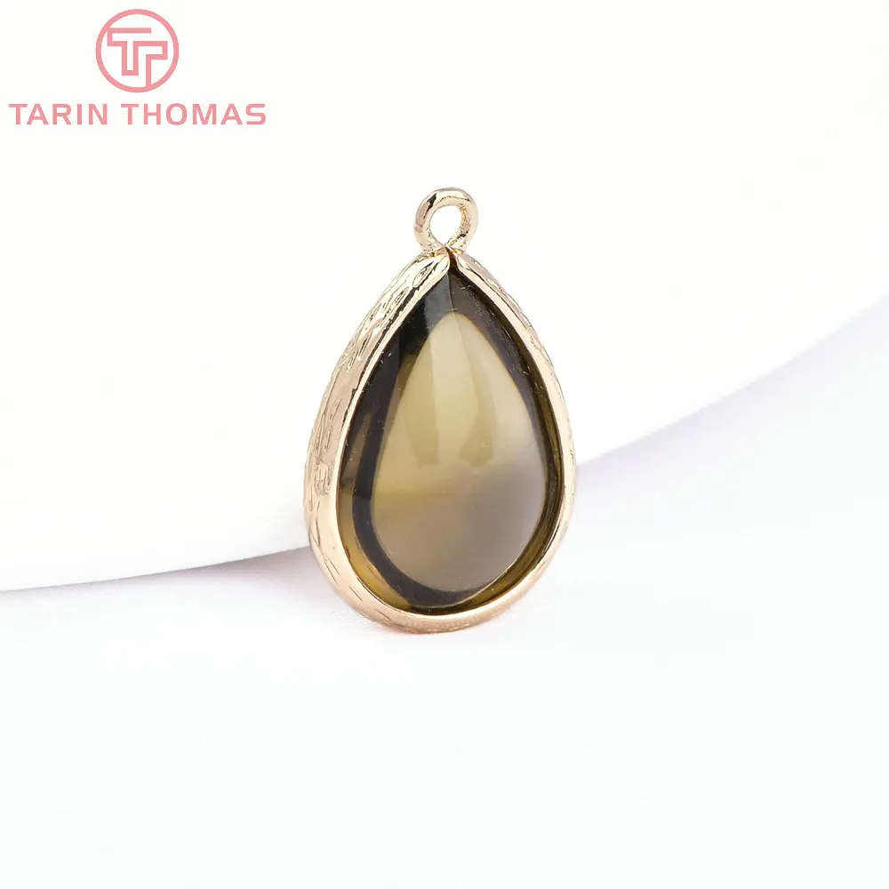 (4122)10PCS 22x14MM 24K Champagner Gold Farbe Messing und Glas Tear Drop Form Charms Anhänger Diy schmuck Erkenntnisse Zubehör – Detail 36