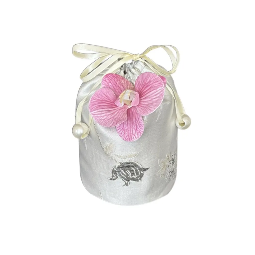 

Sweet Flower Pendant Tassel Knot Wrist Bag Printing Temperament Wedding Candy Bag Make Up Pouch Small Item Pouch Girls