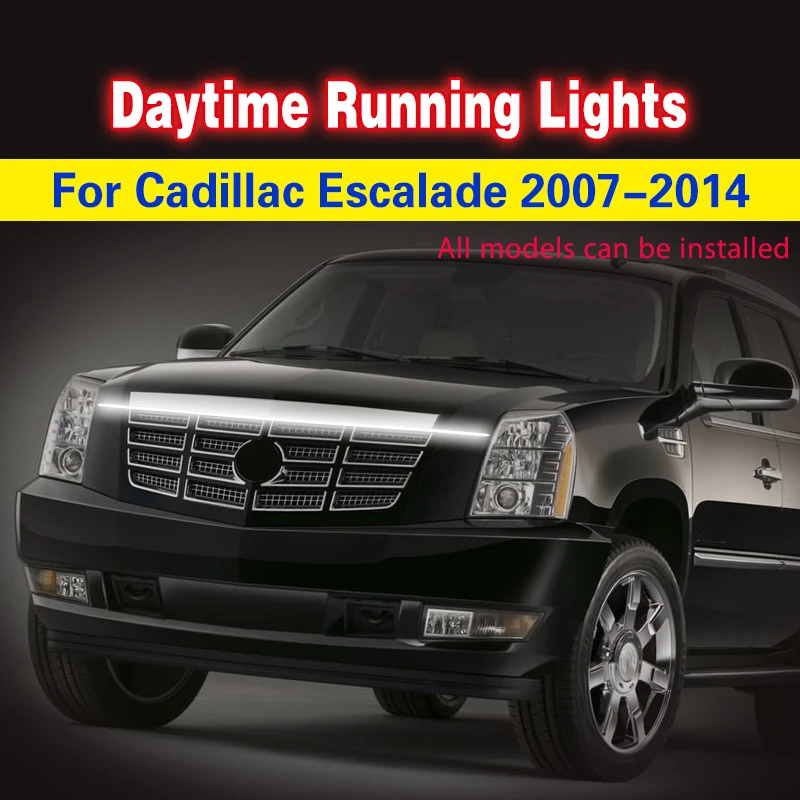 

Светодиодные декоративные лампы для Cadillac Escalade 2007-2014, для автомобильного капота, гибкая дневная Рабочая лента, водонепроницаемая декоративная лампа