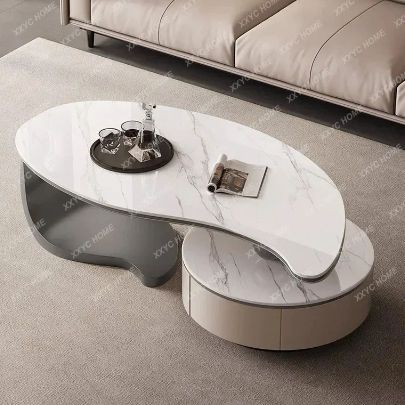 

Современный светлый роскошный минималистичный домашний шифер особой формы, новый журнальный столик для небольшой квартиры, элитный смысл