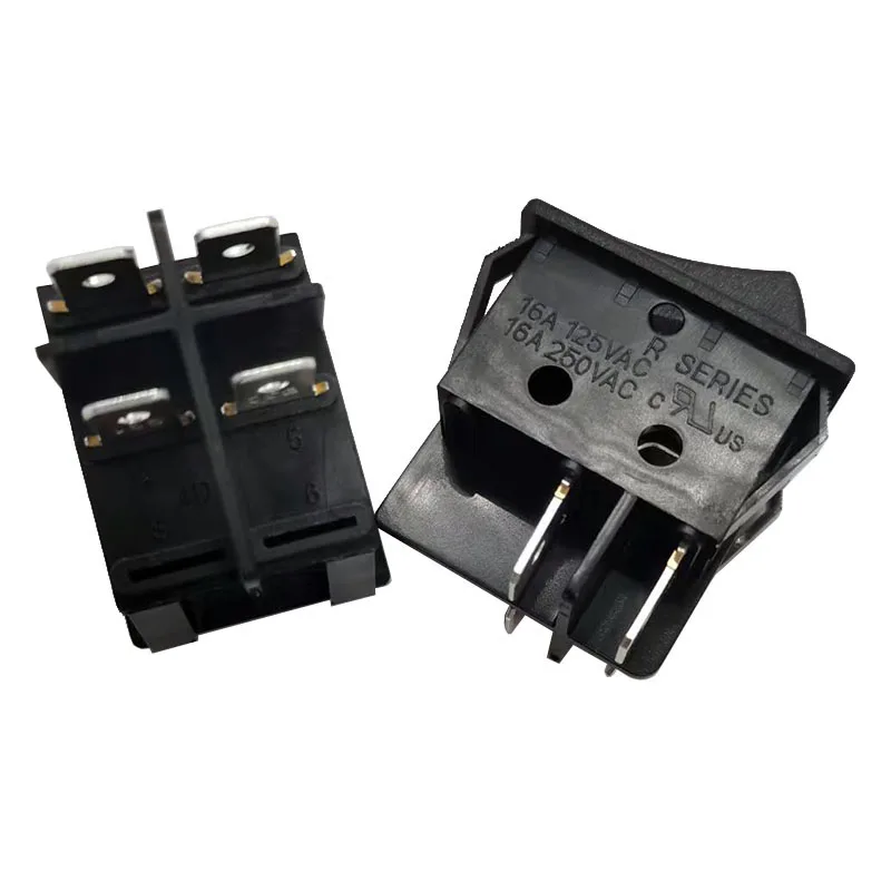 Sakelar Tipe Perahu R SERIES R210-C5N-BB Hitam Asli, 4-Pin, 2 Posisi, 32*25Mm, 16A250V T85