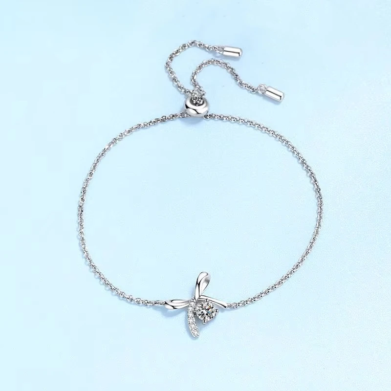 ابنة الكبار هدية عيد البلاتين PT950 فراشة أساور 0.3CT مويسانيتي الماس النساء عيد ميلاد فتاة المشاركة مجوهرات الإضافية #2