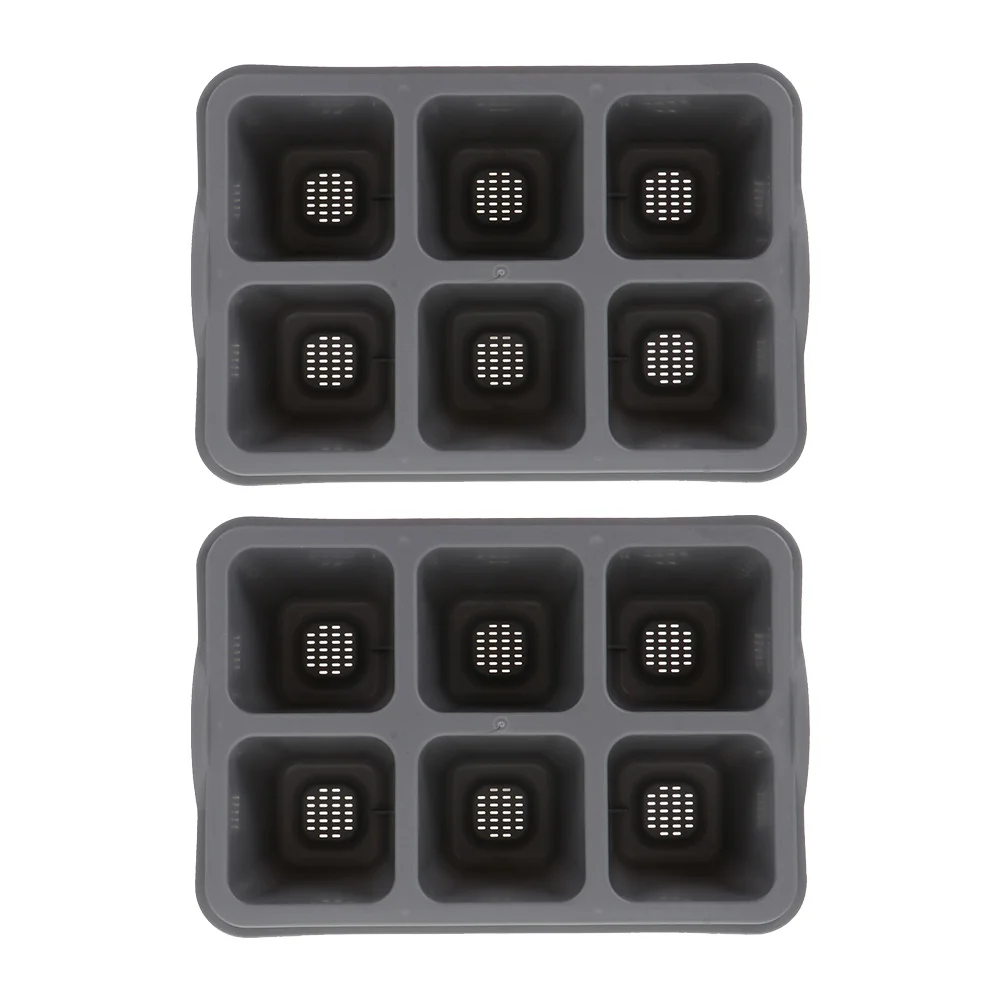 

2Pcs 6 Grid Plastic Flowerpot Succulent Plant Pot Durable Gardening Planter with Saucer for Indoor Outdoor Plastic Planter