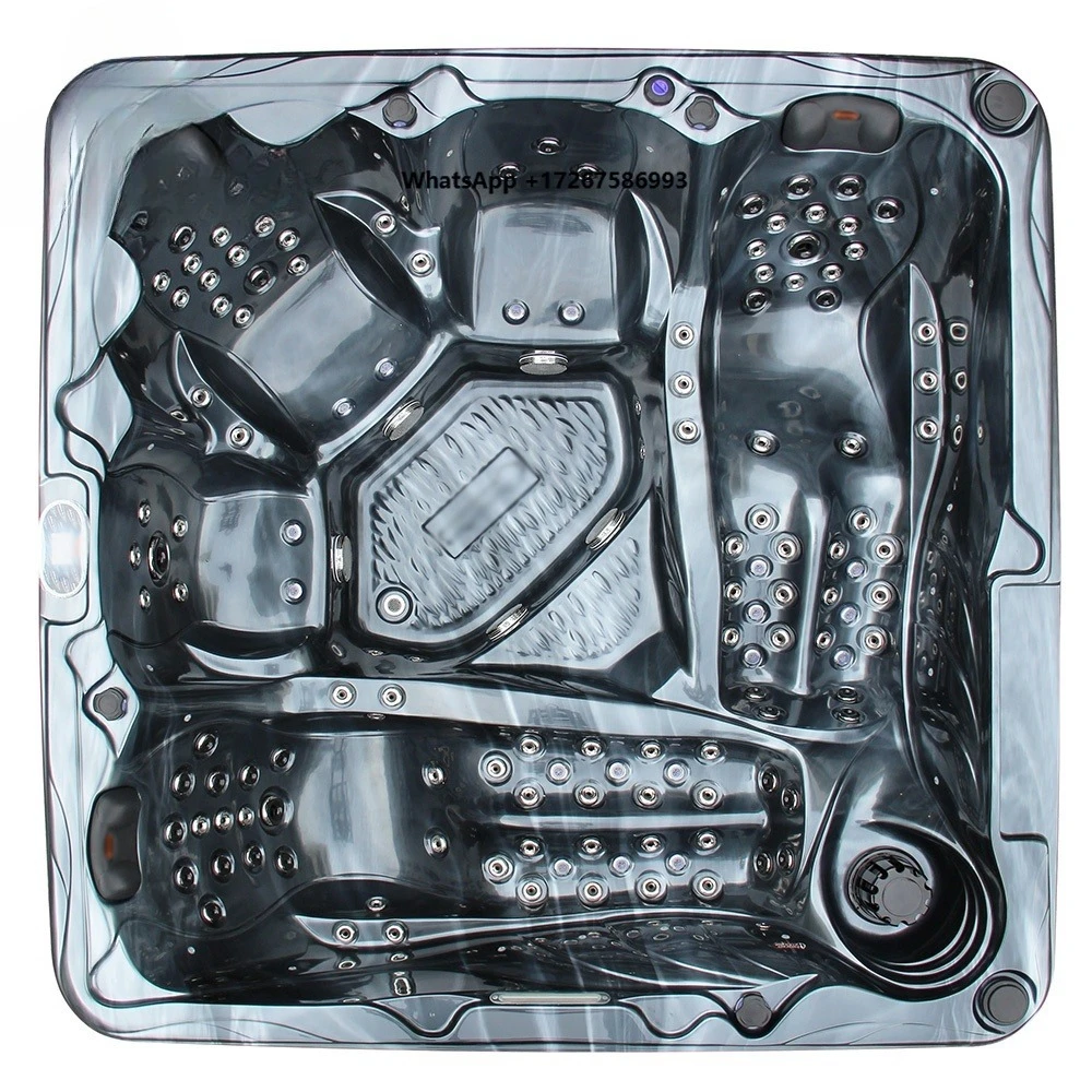 High Quality 5 Persons Balboa Hot Tub Spa Outdoor Jacuzzier Whirlpool Spa Tub Black Acrylic Spa with 2 Loungers