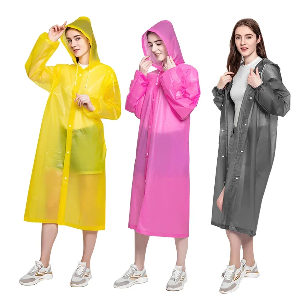 Fashion EVA Adult Children Raincoat Kid Adult Thickened Waterproof Rain Coat Girl Boy Outdoor Hiking Travel Reusable Rain Jacket