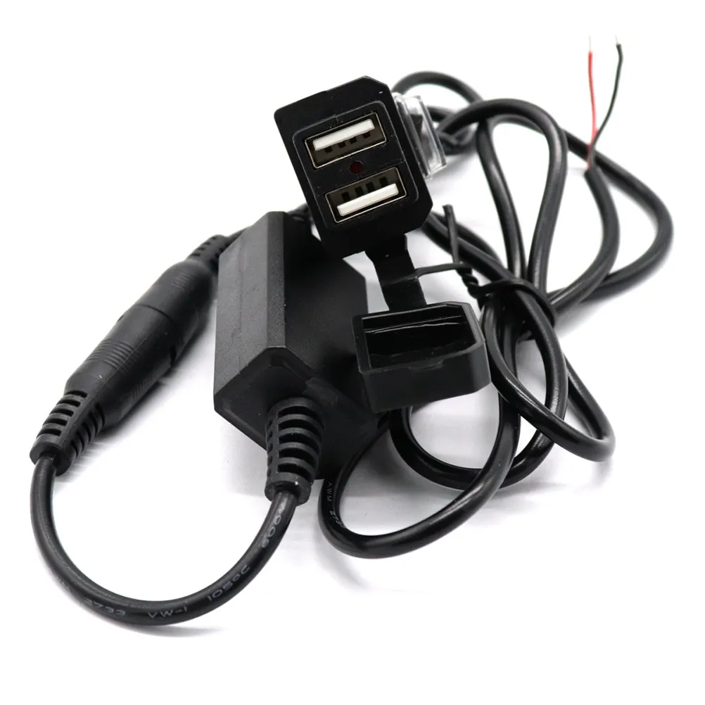 Waterproof Dual Motorcycle USB Adapter Dual USB Charger Socket for Smartphone GPS Camera Digital Cameras Tablet Black