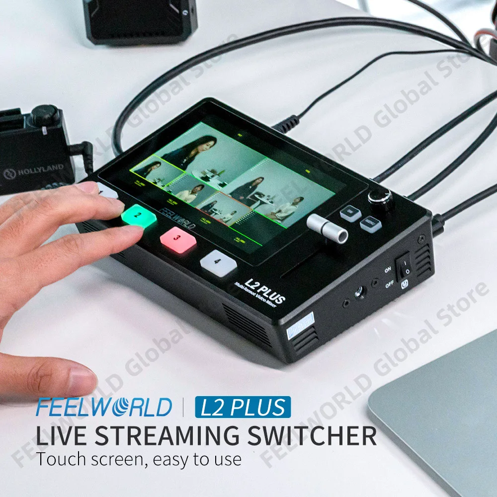 FEELWORLD L2 PLUS Multi-camera Video Mixer Switcher With 5.5 Inch Touch Screen PTZ Control Chroma Key USB3.0 For Live Streaming