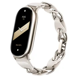 Pulseira de aço inoxidável para Xiaomi MiBand 8, original, Lady Style, pulseira de couro, NFC, liberação rápida, banda de substituição, moda