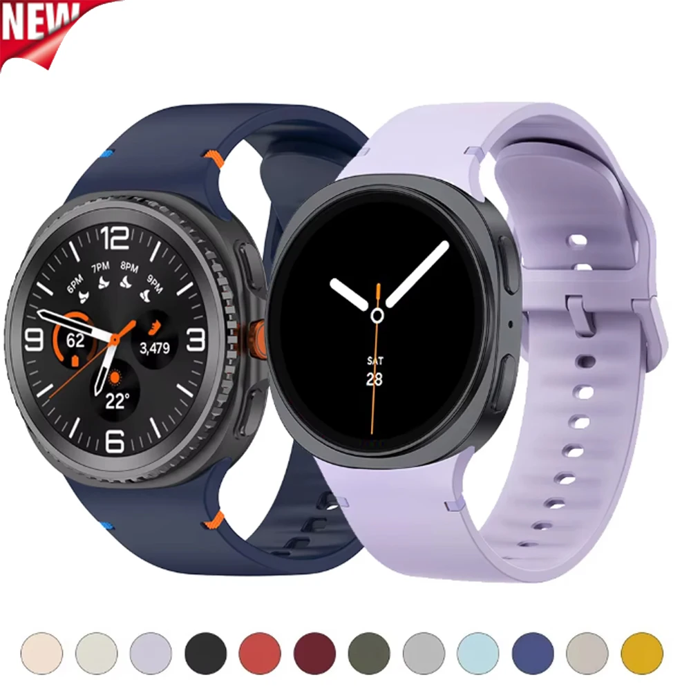 Original Silikonarmband für Samsung Galaxy Watch 8/8 Classic 40mm 44mm 46mm Armband Sport Correa Armband Galaxy Watch 8 Uhrenarmband