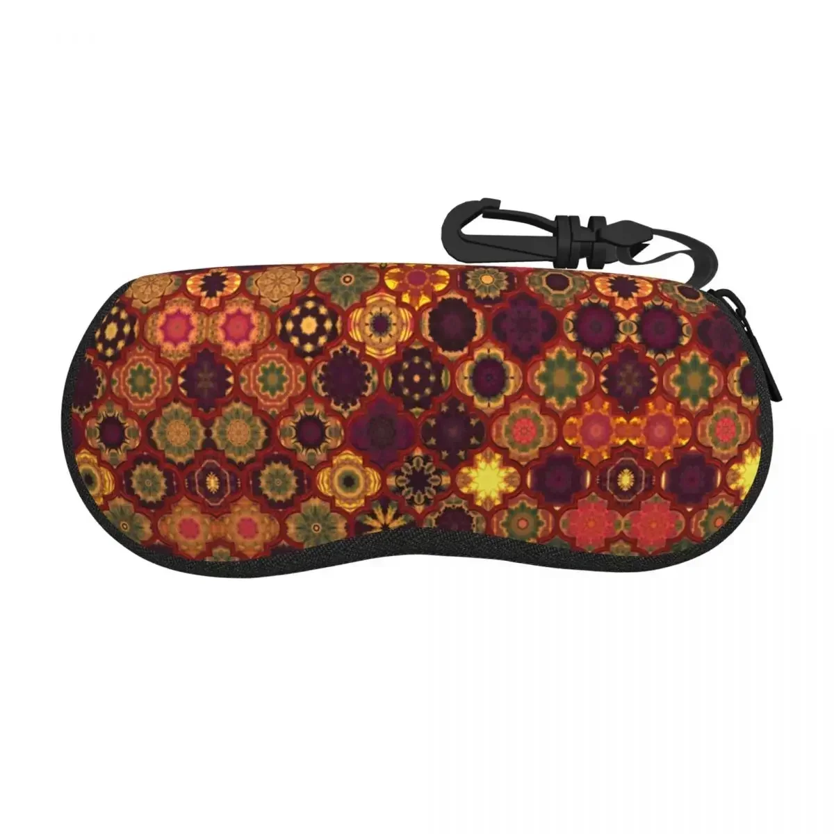 

Custom Moroccan Tile Pattern Golden Red Shell Glasses Case Unisex Travel Eyeglasses Case Sunglasses Protector Box