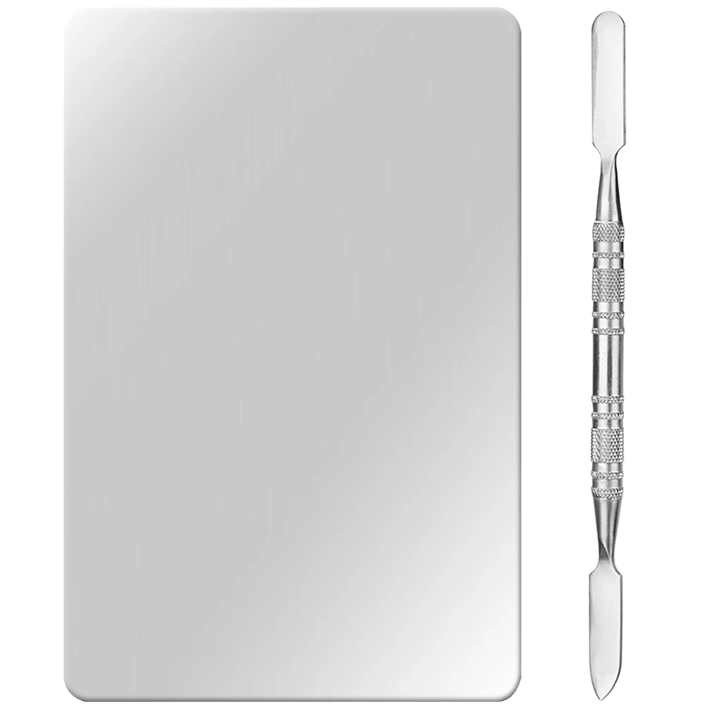 1 set 1 set kit spatola piastra di miscelazione trucco in acciaio inossidabile per fondotinta ombretto pigmento miscelazione piccolo vassoio di miscelazione trucco