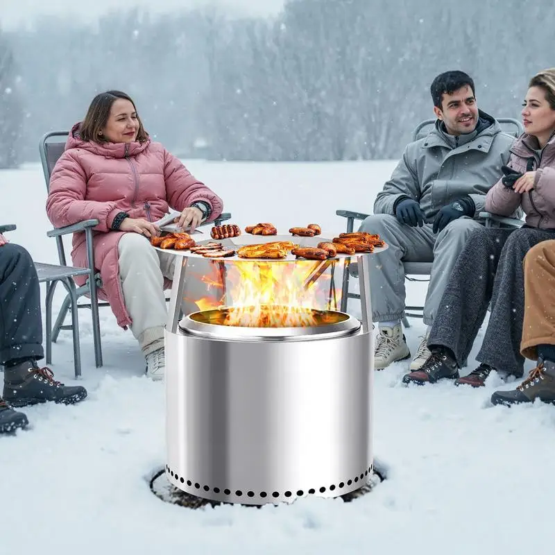 Heat distributor for fire bowl, φ685x254 mm, round campfire heat shield for wood fire pit, heat distributor made of 304 stainless steel, removable burner cover, camping accessory