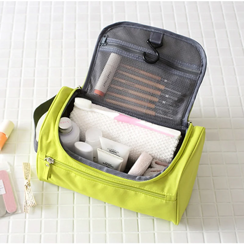 Bolsa de maquillaje para hombre y mujer, neceser grande de nailon resistente al agua, organizador de viaje, neceser de aseo