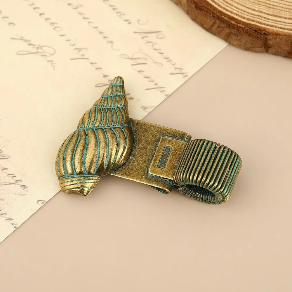 Metal Pen Loop Holder Multi-functional Anti-lost Spring Pen Clip Ancient-style Marine Animal Secure Grip Bookmark