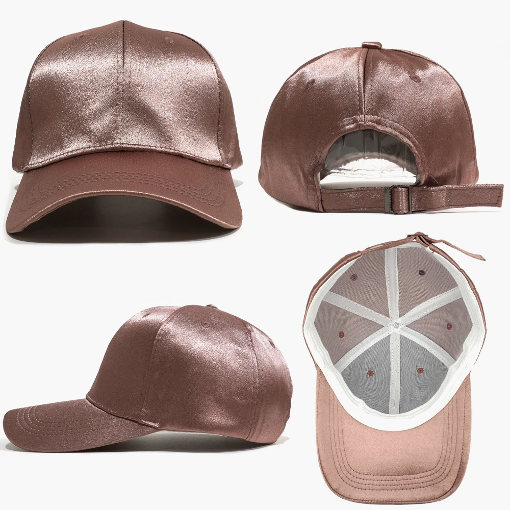 6 Panel Sports Hat Bright Blank Plain Silk Satin Baseball Caps For Women Men Classic Bright Color Outdoor Dad Hat Street Dance