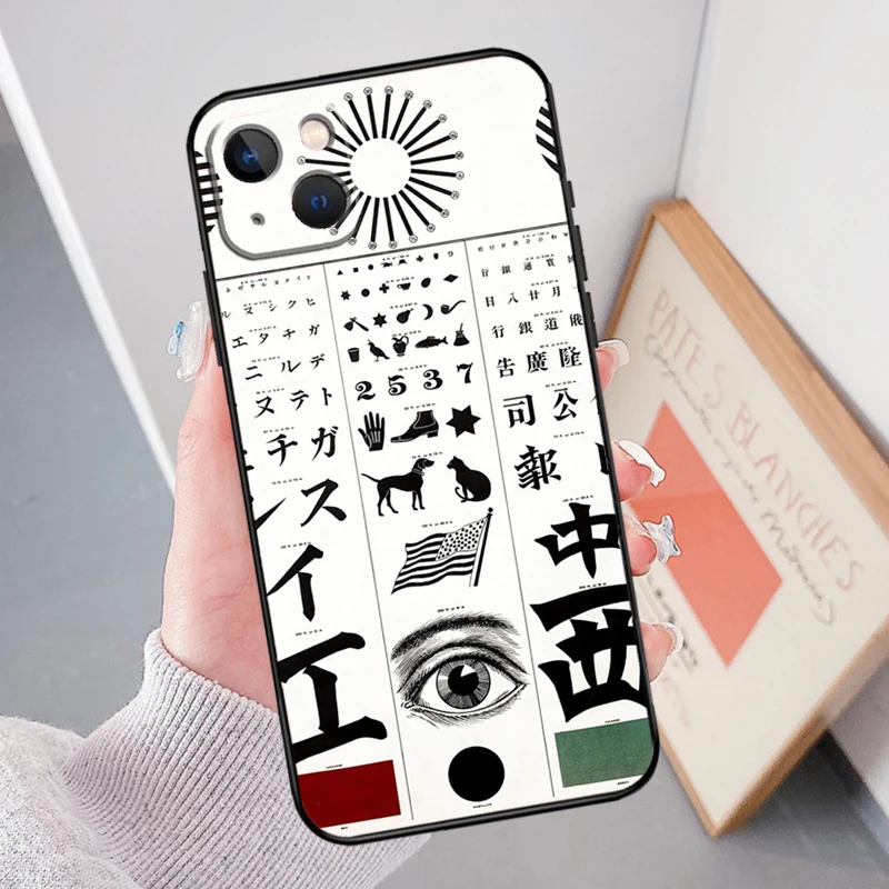 Vision Test Chart Case For iPhone 16 15 14 11 12 13 Pro Max Mini X XS Max XR SE 2022 2020 Plus Cover Shell