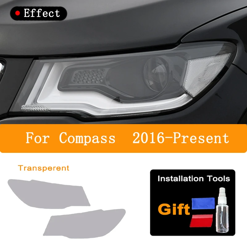 Car Headlight security Black Protective Film Taillight TPU adhesive film Sticker Accessore For Jeep Compass 2017 2018 2019