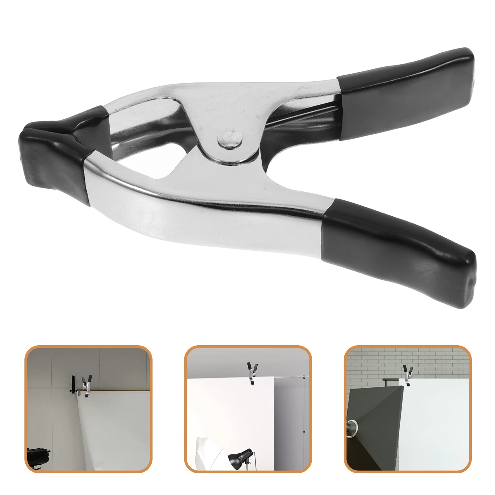 Abrazaderas en forma de A niqueladas, Clips de resorte resistentes de 6 pulgadas para soporte de fondo, Hardware de Metal protegido de PVC artesanal