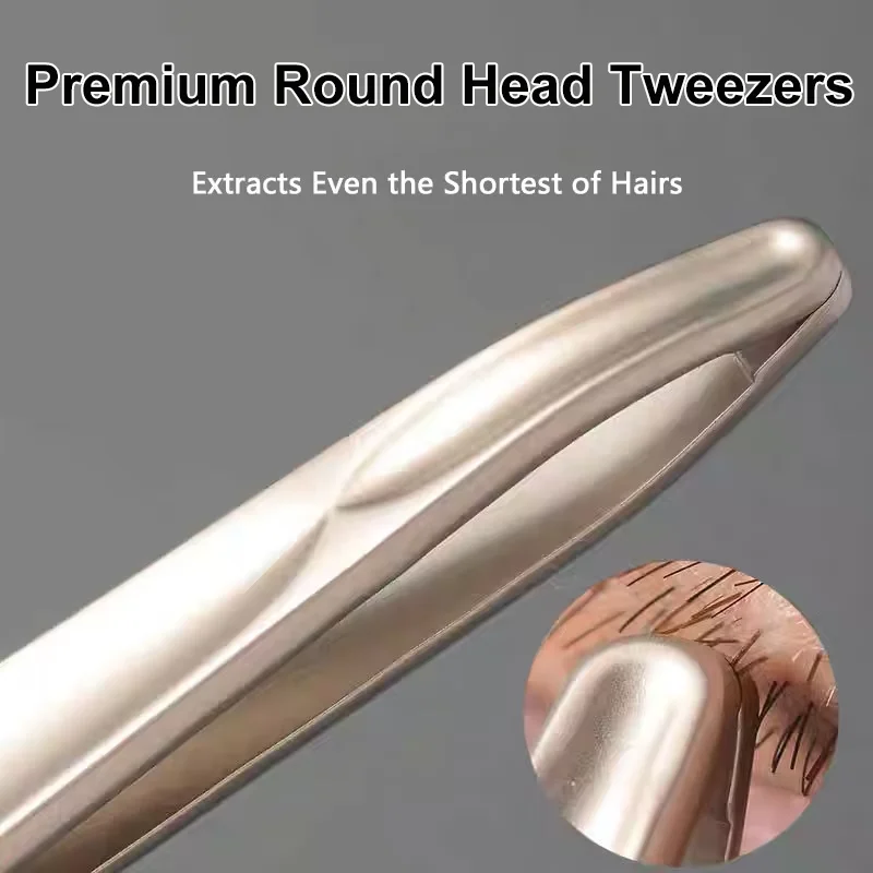 Premium Seamless Clips Round Head Tweezers for Eyebrow And Facial Hair Removal Precision Easy Combing For Beard