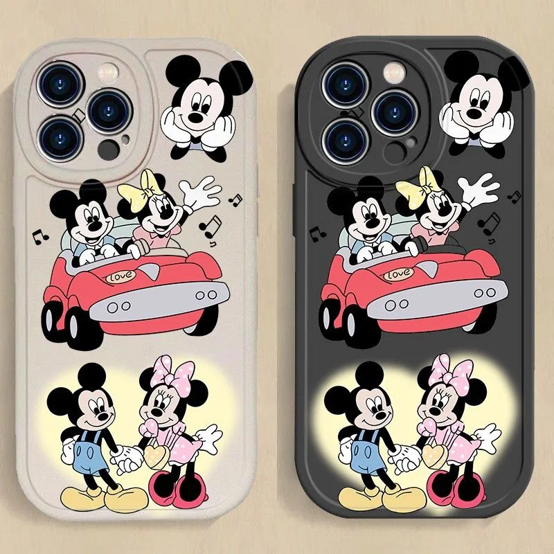

Suitable for Iphone Disney Mickey and Minnie Phone Case for IPhone Cute Cartoon Print Soft Silicone Shockproof Protective Cover