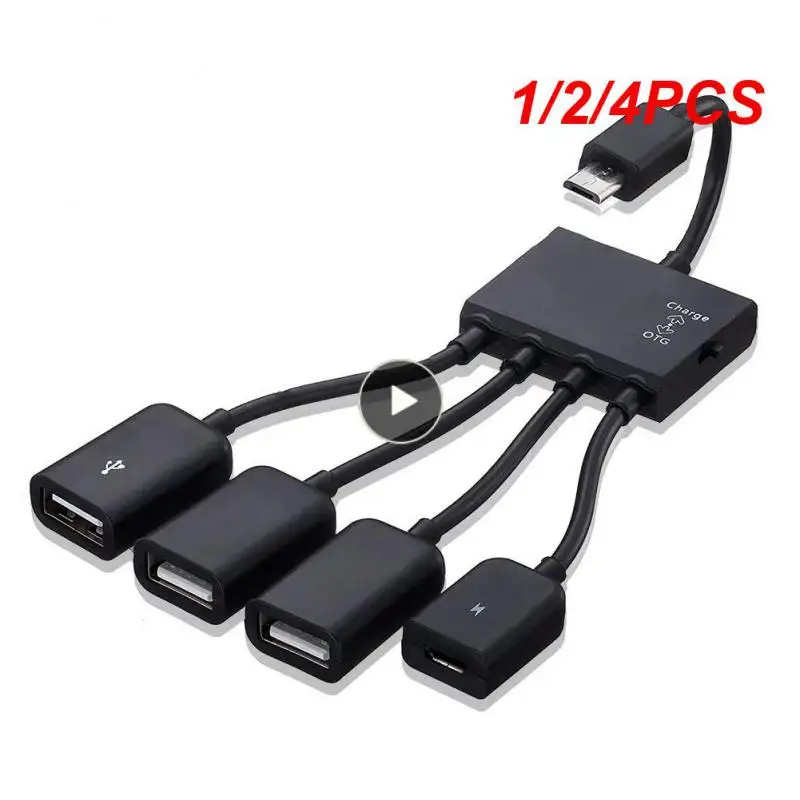 1/2/4PCS 4 Port Micro USB 2.0 HUB 4-IN-1 OTG Hub Power Adapter Cable For Android Phone Tablet PC