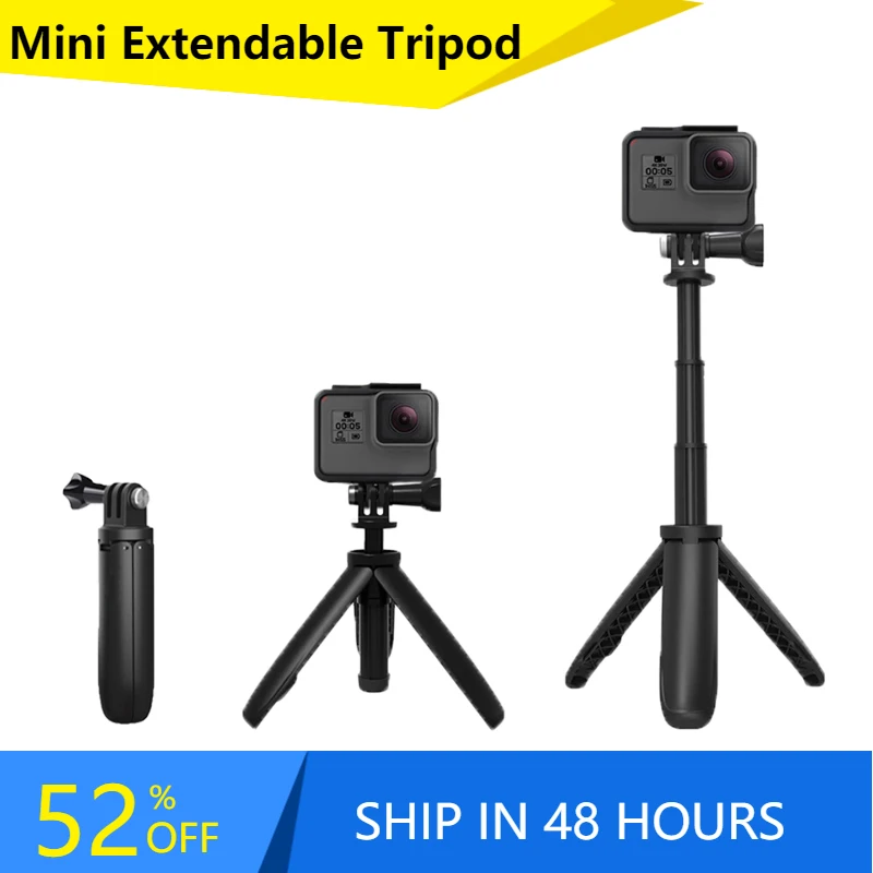 Mini Extendable Tripod Foldable Tripod Portable Monopod for Go Pro Hero 12 11 10 Black Session Osmo Action Camera Vlog Accessory