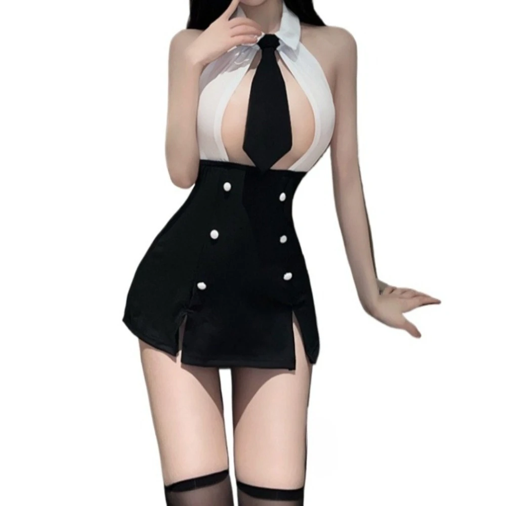 

Plus Size Maid Uniform Women Hollowed Out Chest Sexy Lingerie Lolita Anime Cute Japanese Soft Girl Suit Role-playing Clubwear