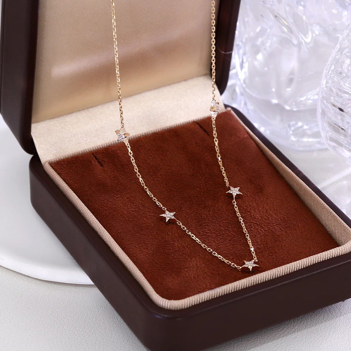 Provence Jewelry Lab Diamond 14K Gold Sparkling Necklace with Round Cut Solitaire Pendant Anniversary Birthday Gift for Women view 5