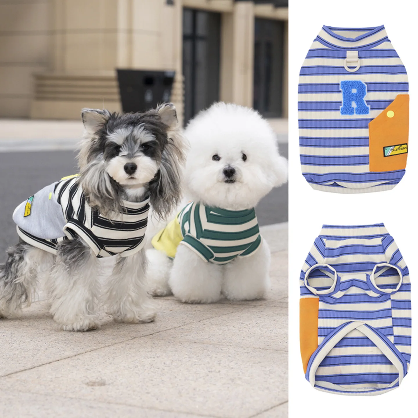Striped Thin Breathable Polyester T Shirt Daily Casual Small Dog Cat Clothes