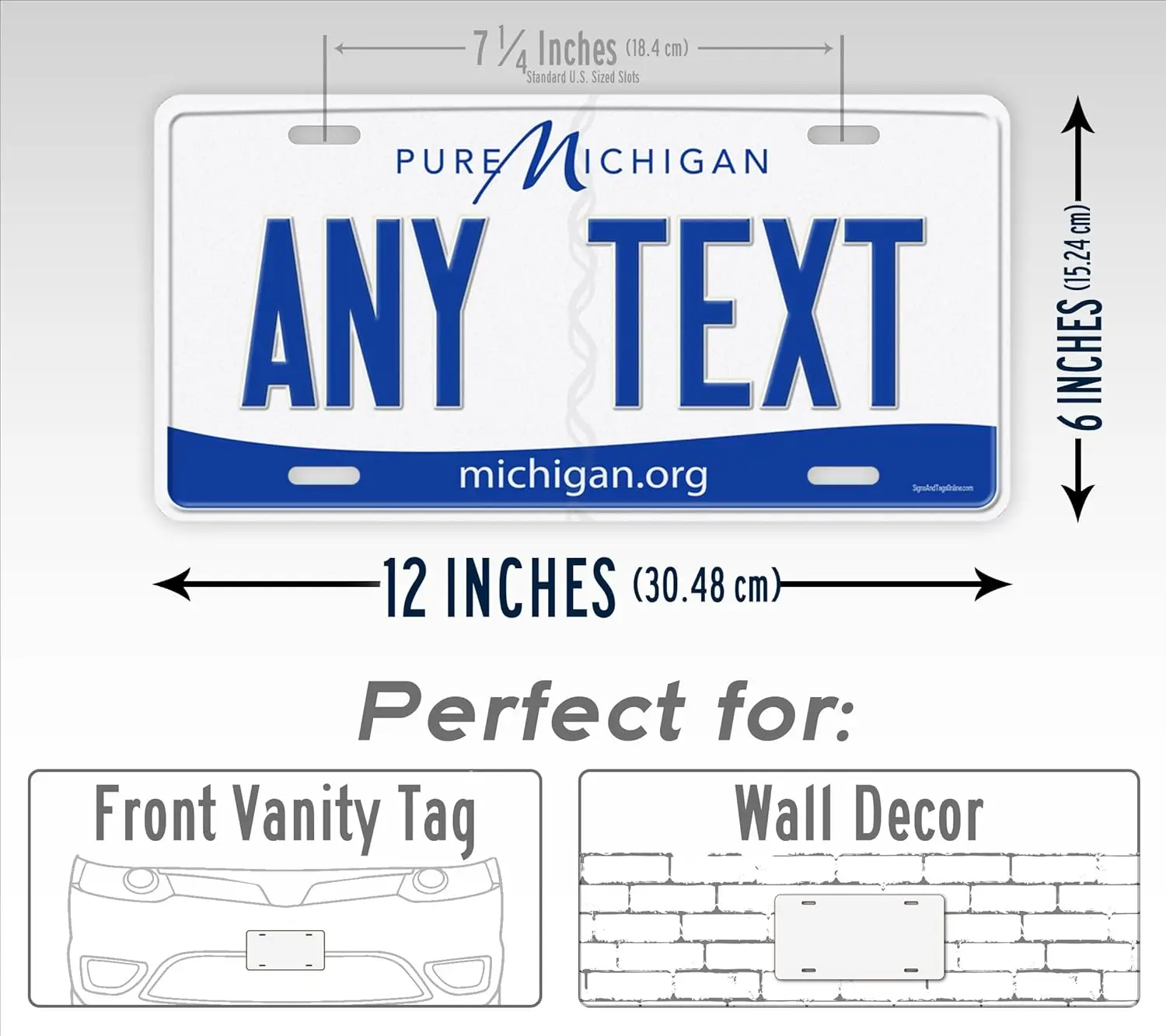 Custom Michigan State  Plate MI Pure Michigan Auto Tag replica of official plate ANY TEXT! Personalized Sign