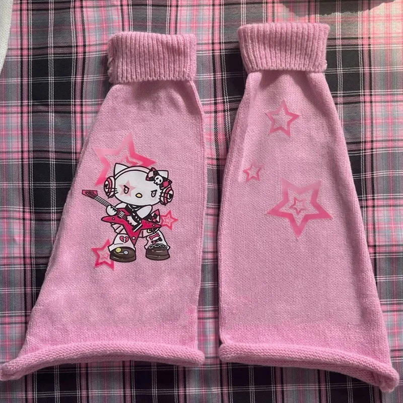 Sanurgente-Jambières rayées pour femmes, Hello Kitty, Lolita, Chaussettes longues, Jambières rayées, Accessoires d'uniforme de cosplay pour filles, Y2K, Jk