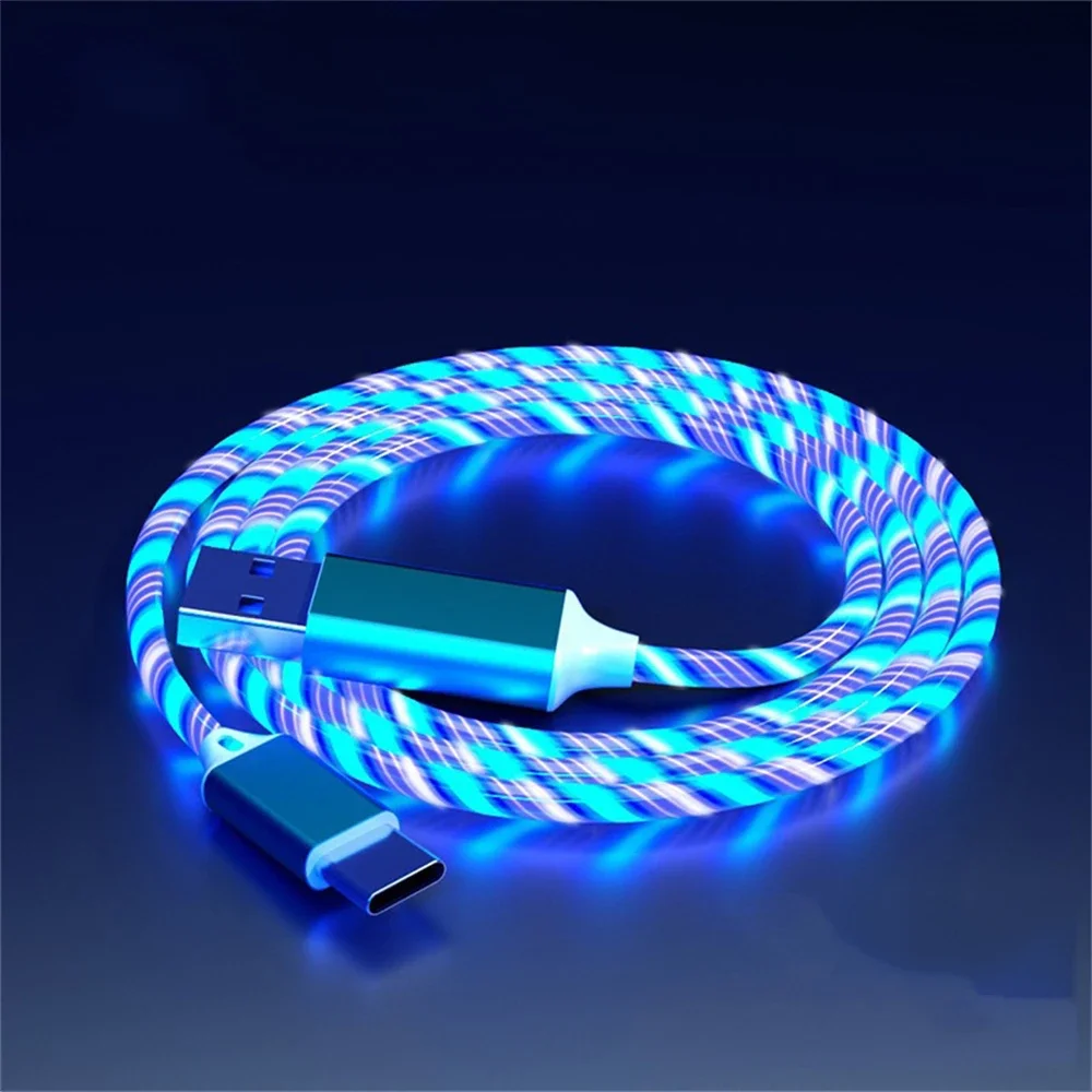 Leuchtendes LED-Licht USB 3 IN 1 Kabel Telefon Schnellladegerät Leuchtendes Typ-C-Kabel für Xiaomi iPhone Telefonzubehör