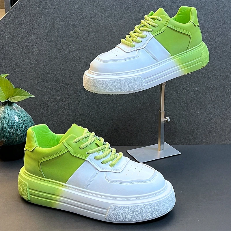 

New Arrival Men Fashion Personality Board Shoes Spring Autumn Luxury Designer Youth Trending Popular White Green Chunky Sneakers