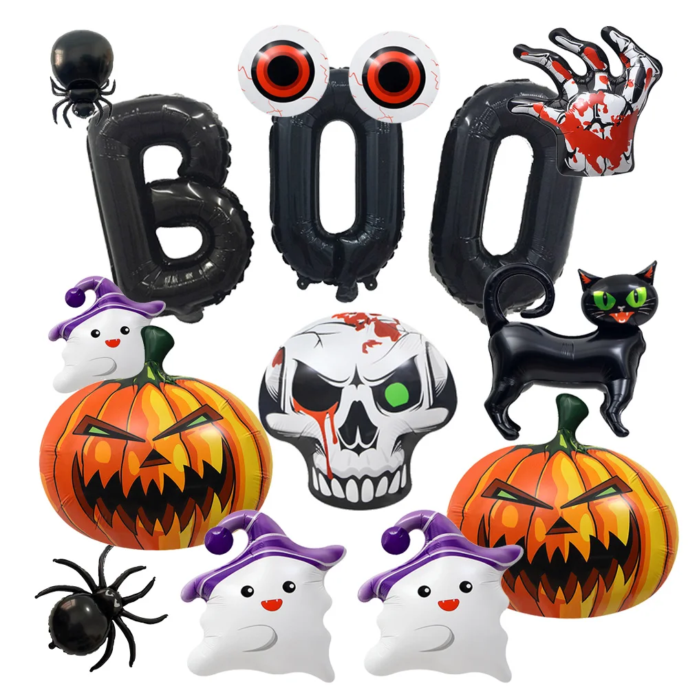 Halloween Folienballon Kürbis Spinne Geist Blut Handabdruck Folie aufblasbare Luftballons Kinderspielzeug Halloween Party Homed Ballon Dekor