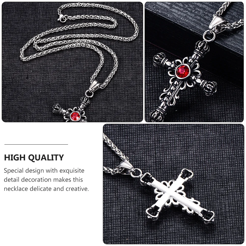 

1Pcs Cross Pendant Necklace Retro Punk Style Men Neck Ornament Creative Pendant for Casual Wear Retro Necklace