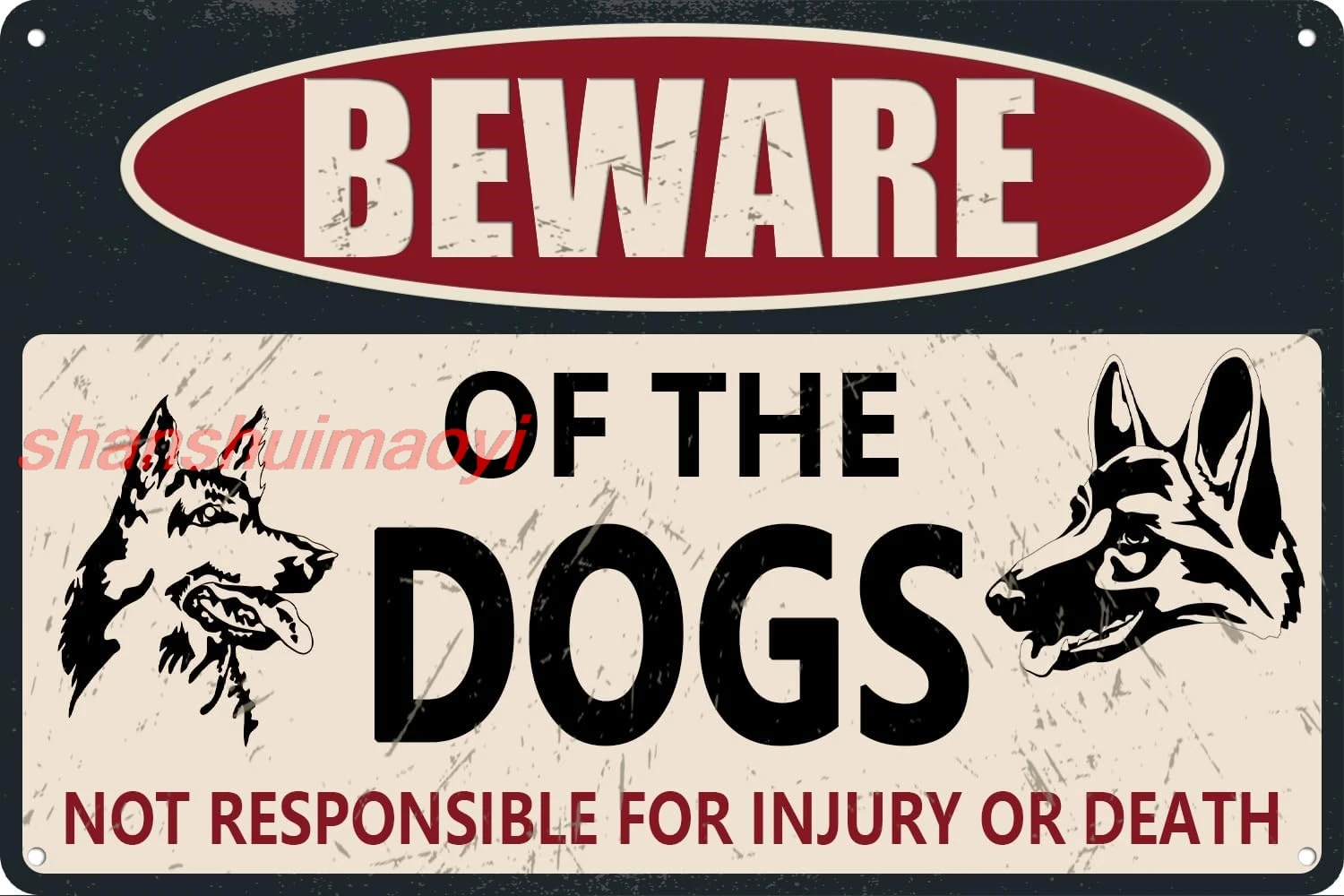 shan f Dog Sign, Warning Metal Tin Signs 8x12 Inch - Easy to Mount- Indoor Or Outdoor Use- Beware of Dog Signs for Home a 1pc