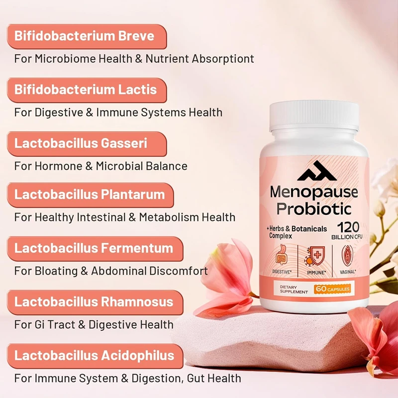 Female Menopausal Supplement, Suitable for Menopause, Hot Flashes, Emotional Fluctuations, Vegetarian Diet, 60 Capsules