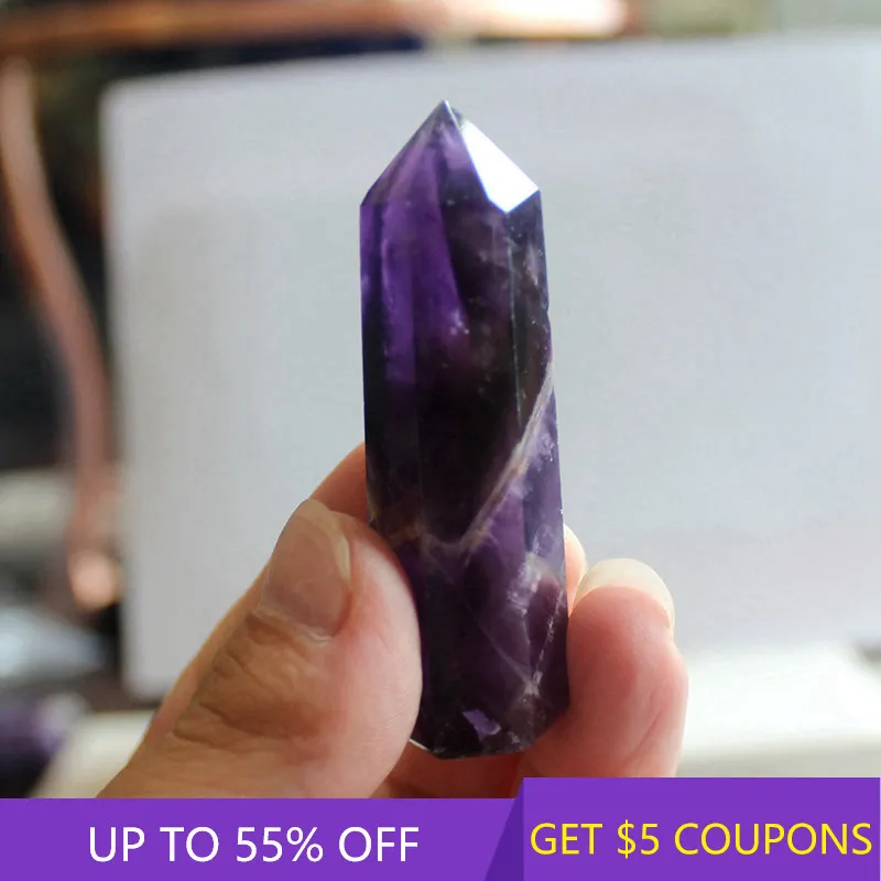 30-50mm Natural Banded Chevron Dream Amethyst Quartz Crystal Point Wand Obelisk Healing Stone Energy Ore Mineral Rock Decoration