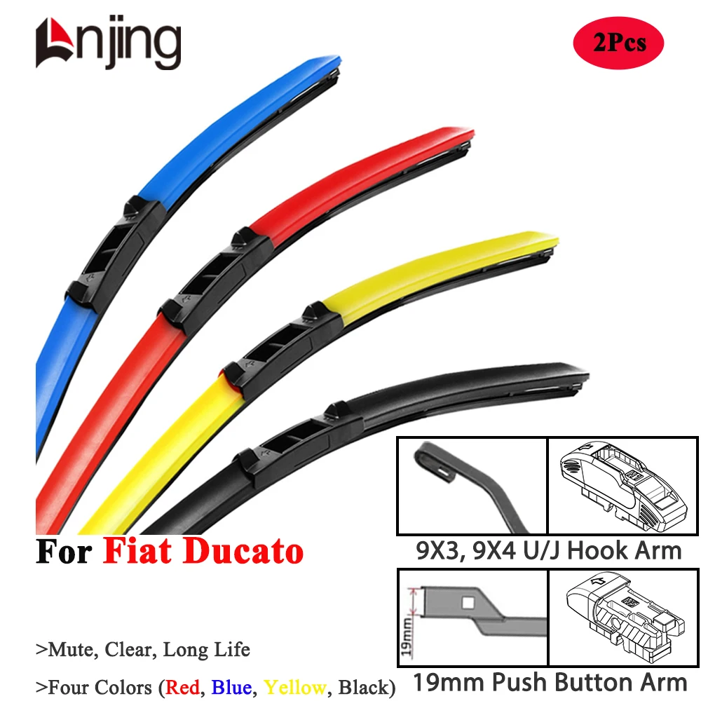 LNJING Colorful Wiper Blades For FIAT Ducato 280 290 230 244 250 1981 1992 1998 2000 2006 2010 2015 2017 2022 Car Accessories