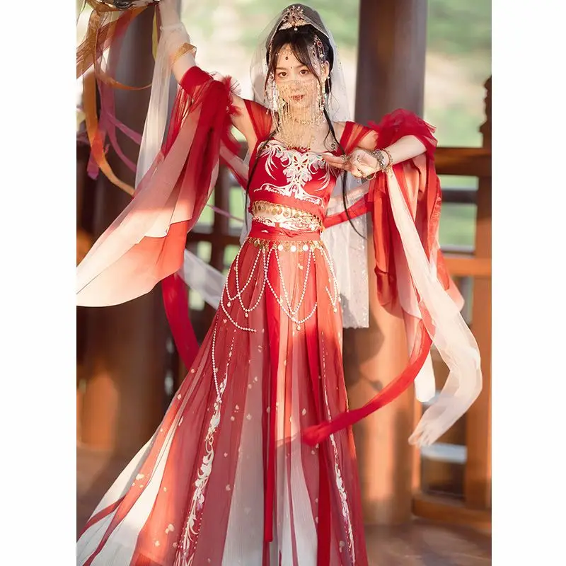 

Ancient Chinese Jialuo Dunhuang Flying Princess Exotic Style Girl Improved Hanfu Han Element Western Region Style Clothing