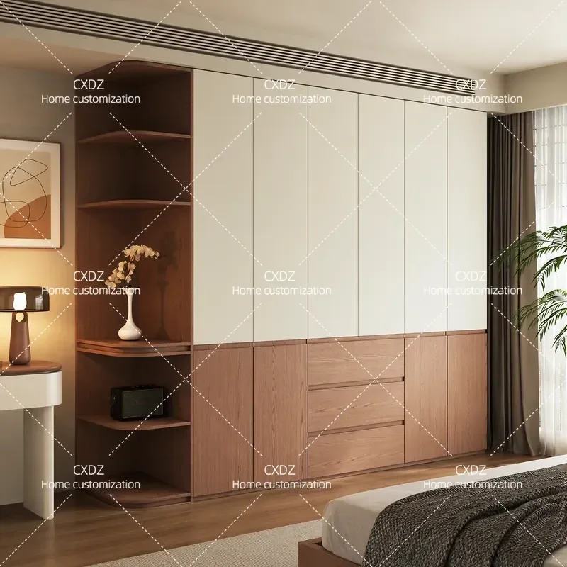 Solid Wood Multi Layer Segmented Wardrobe Simple Color Matching Storage Cabinet Bedroom Home Assembly Finished Product